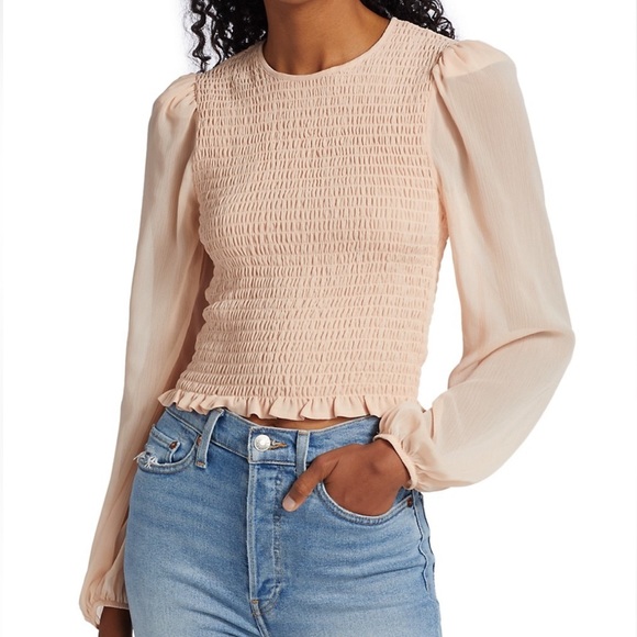 Wayf Tops - WAYF Blush Smocked top